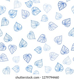 Light BLUE vector seamless abstract background with leaves. A vague abstract illustration with leaves in doodles style. Trendy design for wallpaper, fabric makers.