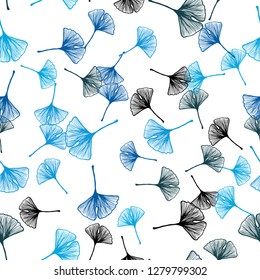 Light Blue vector seamless abstract backdrop with leaves. leaves on blurred abstract background with gradient. Template for business cards, websites.