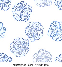 Light BLUE vector seamless abstract pattern with flowers. Glitter abstract illustration with flowers. Pattern for trendy fabric, wallpapers.