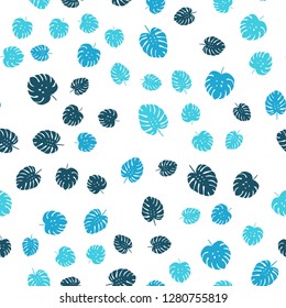 Light BLUE vector seamless abstract design with leaves. Colorful abstract illustration with leaves in doodle style. Texture for window blinds, curtains.