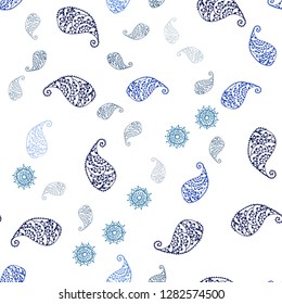 Light BLUE vector seamless abstract background with leaves and flowers. Modern abstract illustration with leaves and flowers. Pattern for design of fabric, wallpapers.