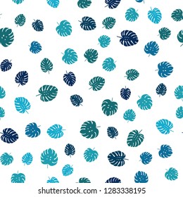 Light BLUE vector seamless abstract background with leaves. A vague abstract illustration with leaves in doodles style. Template for business cards, websites.