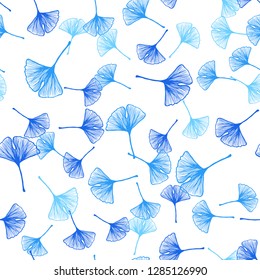 Light BLUE vector seamless abstract design with leaves. Blurred decorative design in Indian style with leaves. Texture for window blinds, curtains.