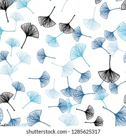 Light BLUE vector seamless abstract background with leaves. An elegant bright illustration with leaves in Natural style. Pattern for design of fabric, wallpapers.