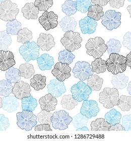 Light BLUE vector seamless abstract background with flowers. Decorative design of flowers on white background. Pattern for design of fabric, wallpapers.