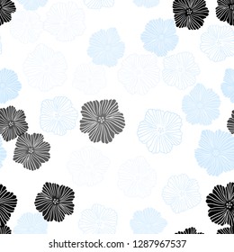 Light BLUE vector seamless abstract design with flowers. Flowers in natural style on white background. Pattern for design of fabric, wallpapers.
