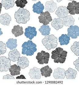 Light BLUE vector seamless abstract design with flowers. Colorful illustration with flowers in doodle style. Pattern for design of fabric, wallpapers.