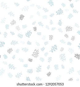 Light BLUE vector seamless abstract backdrop with leaves, branches. Illustration with doodles on abstract template. Design for textile, fabric, wallpapers.
