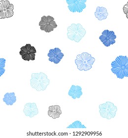 Light BLUE vector seamless abstract design with flowers. Creative illustration in blurred style with flowers. Design for textile, fabric, wallpapers.