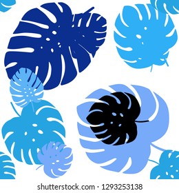 Light BLUE vector seamless abstract backdrop with leaves. A vague abstract illustration with leaves in doodles style. Pattern for design of fabric, wallpapers.