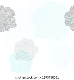 Light BLUE vector seamless abstract background with flowers. Doodle illustration of flowers in Origami style. Design for textile, fabric, wallpapers.
