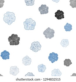 Light BLUE vector seamless abstract pattern with flowers. Decorative design of flowers on white background. Design for wallpaper, fabric makers.