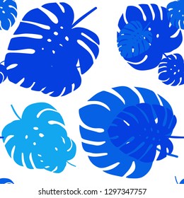 Light BLUE vector seamless abstract background with leaves. New colorful illustration in doodle style with leaves. Pattern for trendy fabric, wallpapers.