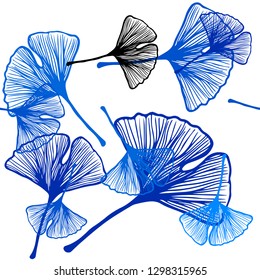 Light BLUE vector seamless abstract backdrop with leaves. A vague abstract illustration with leaves in doodles style. Texture for window blinds, curtains.