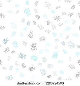 Light BLUE vector seamless abstract background with leaves, branches. Colorful illustration in doodle style with leaves, branches. Pattern for design of window blinds, curtains.