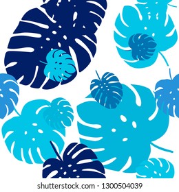 Light BLUE vector seamless abstract background with leaves. leaves on elegant natural pattern with gradient. Design for textile, fabric, wallpapers.