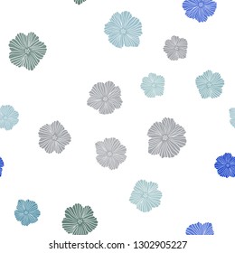 Light BLUE vector seamless abstract design with flowers. Brand new colored illustration with flowers. Texture for window blinds, curtains.