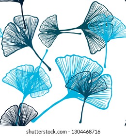 Light BLUE vector seamless abstract background with leaves. Colorful illustration in doodle style with leaves. Pattern for trendy fabric, wallpapers.
