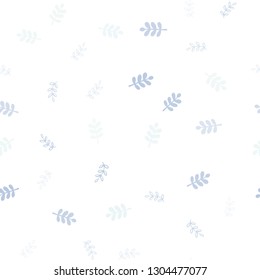 Light BLUE vector seamless abstract backdrop with leaves. Doodle illustration of leaves in Origami style with gradient. Design for textile, fabric, wallpapers.