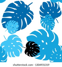 Light BLUE vector seamless abstract pattern with leaves. Modern geometrical abstract illustration with leaves. Design for wallpaper, fabric makers.