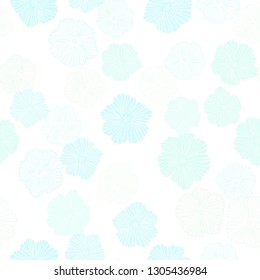 Light BLUE vector seamless abstract design with flowers. Creative illustration in blurred style with flowers. Design for textile, fabric, wallpapers.