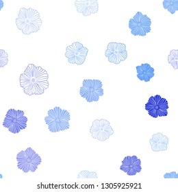 Light BLUE vector seamless abstract backdrop with flowers. Modern abstract illustration with flowers. Template for business cards, websites.