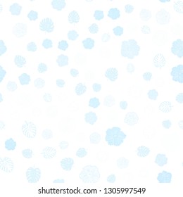 Light BLUE vector seamless abstract pattern with leaves, flowers. Colorful abstract illustration with leaves in doodle style. Pattern for trendy fabric, wallpapers.