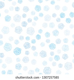 Light BLUE vector seamless abstract design with flowers. Flowers with gradient on white background. Pattern for design of fabric, wallpapers.