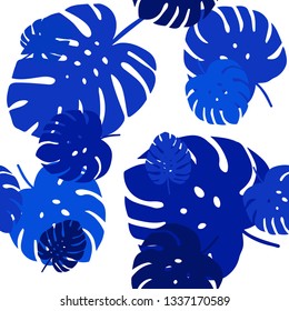 Light BLUE vector seamless abstract pattern with leaves. New colorful illustration in doodle style with leaves. Texture for window blinds, curtains.