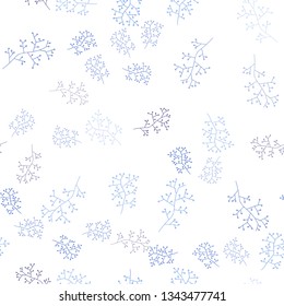 Light BLUE vector seamless abstract design with branches. Creative illustration in blurred style with leaves, branches. Texture for window blinds, curtains.