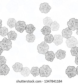 Light BLUE vector seamless abstract design with flowers. Decorative design of flowers on white background. Design for textile, fabric, wallpapers.