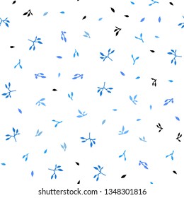 Light BLUE vector seamless abstract pattern with leaves. Colorful abstract illustration with leaves in doodle style. Pattern for design of window blinds, curtains.