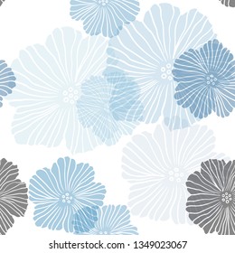 Light BLUE vector seamless abstract design with flowers. Creative illustration in blurred style with flowers. Texture for window blinds, curtains.