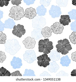 Light BLUE vector seamless abstract design with flowers. Doodle illustration of flowers in Origami style. Pattern for design of fabric, wallpapers.