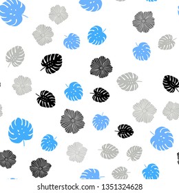 Light BLUE vector seamless abstract pattern with flowers, leaves. Doodle illustration of leaves and flowers in Origami style. Pattern for design of fabric, wallpapers.