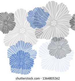 Light BLUE vector seamless abstract design with flowers. An elegant bright illustration with flowers. Design for wallpaper, fabric makers.