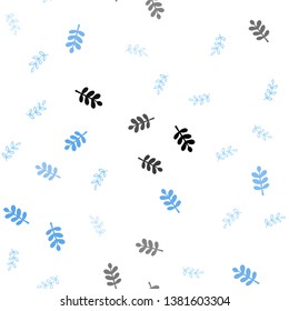 Light BLUE vector seamless abstract design with leaves. An elegant bright illustration with leaves in Natural style. Design for wallpaper, fabric makers.