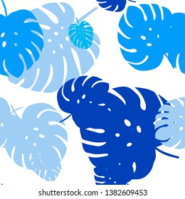 Light BLUE vector seamless abstract pattern with leaves. Doodle illustration of leaves in Origami style with gradient. Design for wallpaper, fabric makers.