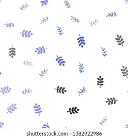Light BLUE vector seamless abstract design with leaves. Modern geometrical abstract illustration with leaves. Template for business cards, websites.