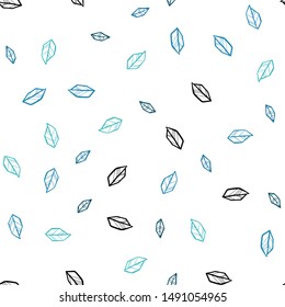 Light BLUE vector seamless abstract design with leaves. A vague abstract illustration with leaves in doodles style. Design for wallpaper, fabric makers.