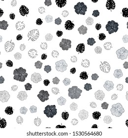 Light BLUE vector seamless abstract backdrop with leaves, flowers. Colorful abstract illustration with leaves in doodle style. Texture for window blinds, curtains.