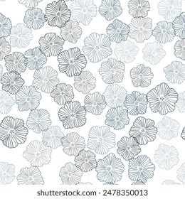 Light BLUE vector seamless abstract backdrop with flowers. Illustration with colorful abstract doodle flowers. Pattern for trendy fabric, wallpapers.