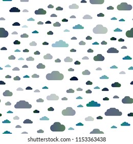 Light BLUE vector seamless backdrop with cumulus. Colorful illustration with abstract clouds. Design for textile, fabric, wallpapers.