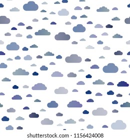 Light BLUE vector seamless backdrop with cumulus. Beautiful illustration with colorful sky, clouds. Template for business cards, websites.