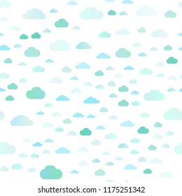 Light BLUE vector seamless backdrop with cumulus. Colorful illustration consisted of abstract clouds. Design for textile, fabric, wallpapers.