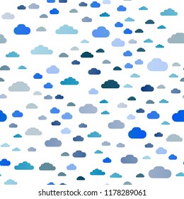 Light BLUE vector seamless backdrop with cumulus. Colorful illustration with abstract clouds. Pattern for trendy fabric, wallpapers.