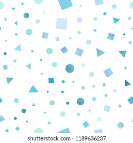 Light BLUE vector seamless backdrop with lines, circles, rhombus. Illustration with set of colorful circles, triangles, squares. Design for textile, fabric, wallpapers.