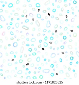 Light BLUE vector seamless backdrop with dots, spots. Glitter abstract illustration with blurred drops of rain. Pattern for trendy fabric, wallpapers.