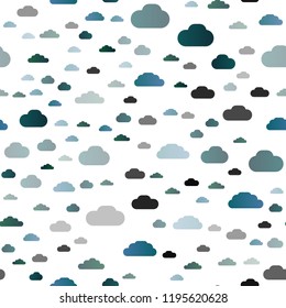 Light BLUE vector seamless backdrop with cumulus. Modern illustration with colorful gradient clouds. Pattern for design of fabric, wallpapers.