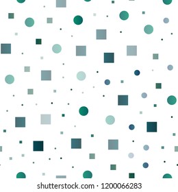 Light BLUE vector seamless backdrop with dots, spots, cubes. Decorative design in abstract style with circles, rectangles. Design for textile, fabric, wallpapers.